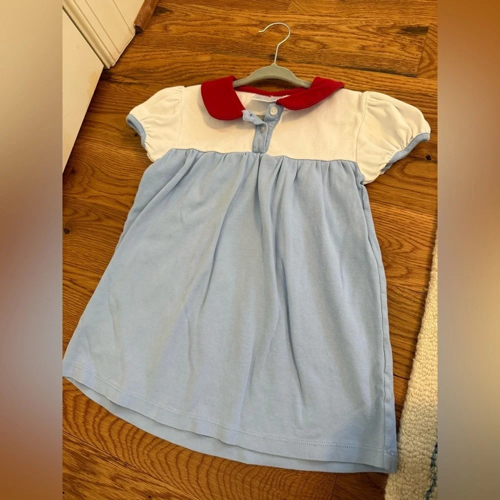 Little English Cotton Red White and Blue Girls Dress Size 6 STAINS